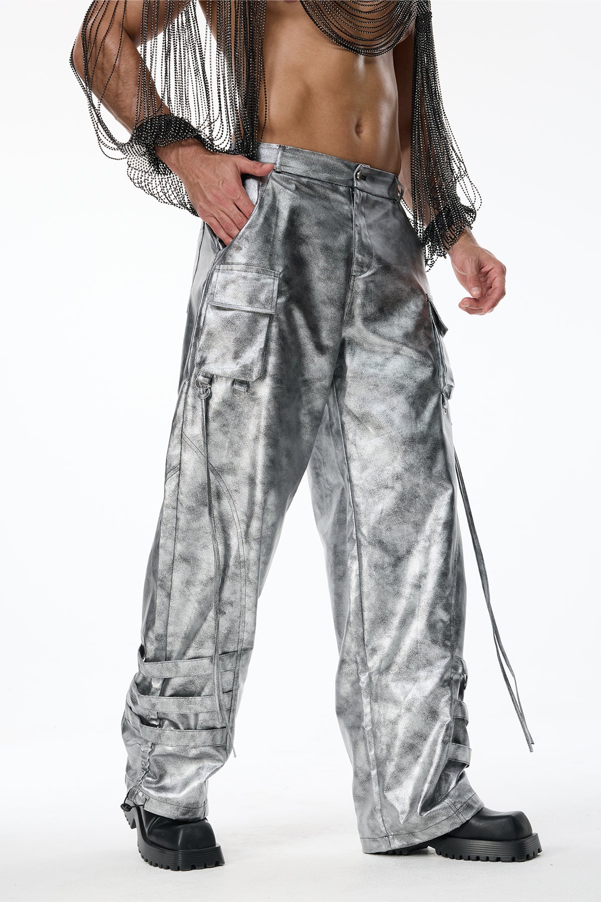 Steady Pace Metallic Straight Pants