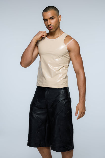 Steel Bind Cutout Latex Tank Top