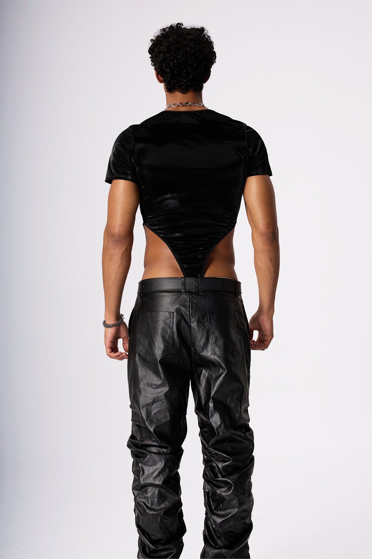 Steel Circuit Patchwork Mesh Bodysuit