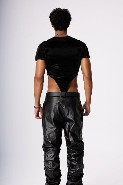 Steel Circuit Patchwork Mesh Bodysuit