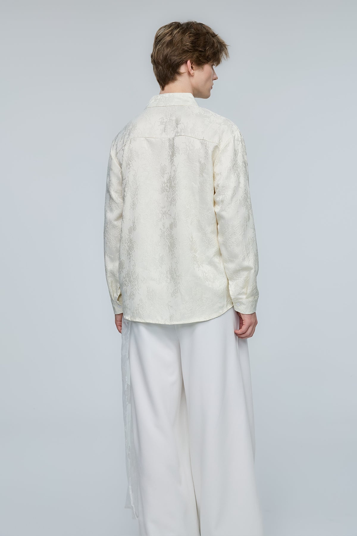 Steel Palette Embroidery High Neck Shirt Apricot