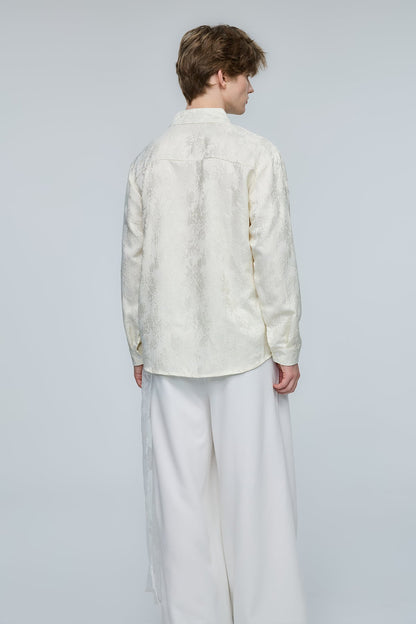 Steel Palette Embroidery High Neck Shirt Apricot