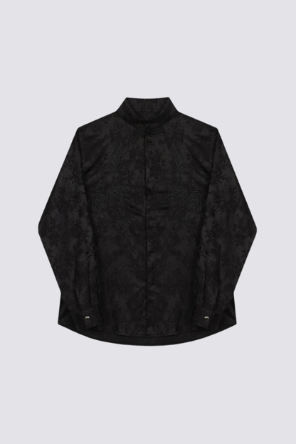 Steel Palette Embroidery High Neck Shirt Black