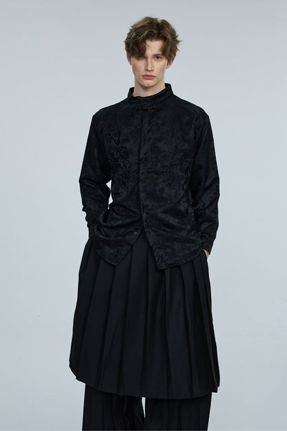 Steel Palette Embroidery High Neck Shirt Black