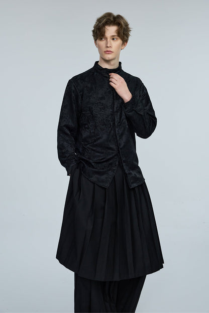 Steel Palette Embroidery High Neck Shirt Black