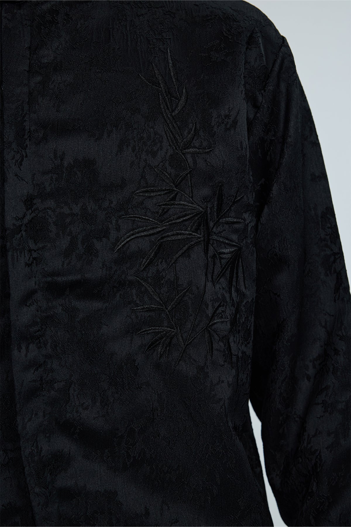 Steel Palette Embroidery High Neck Shirt Black
