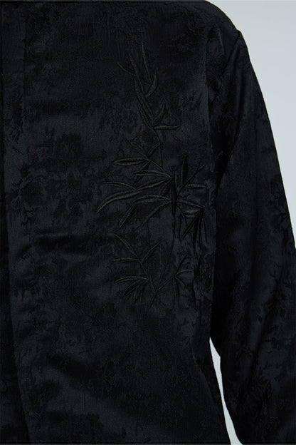 Steel Palette Embroidery High Neck Shirt Black