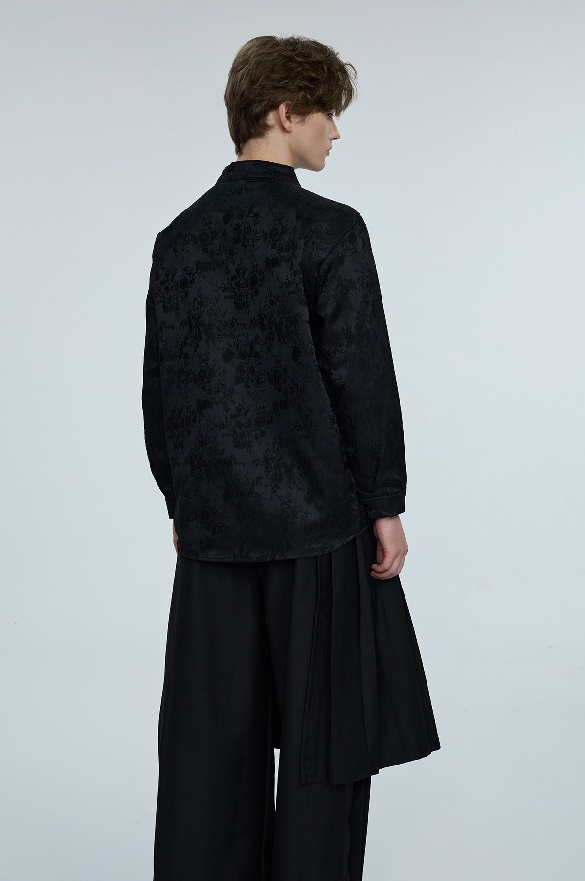 Steel Palette Embroidery High Neck Shirt Black
