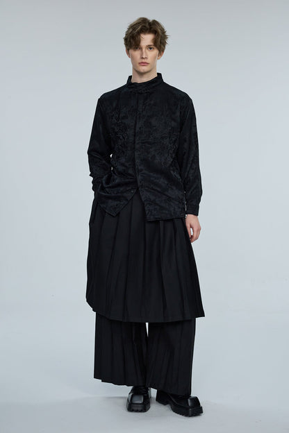 Steel Palette Embroidery High Neck Shirt Black