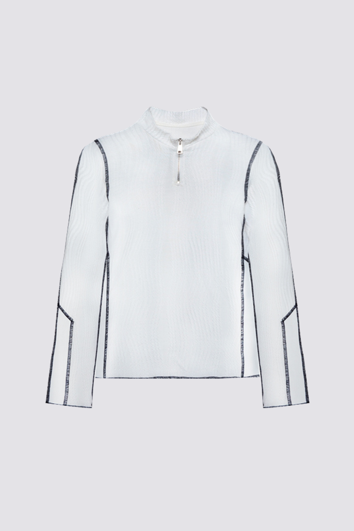 Steel Ghost Zipper Long Sleeve Top White