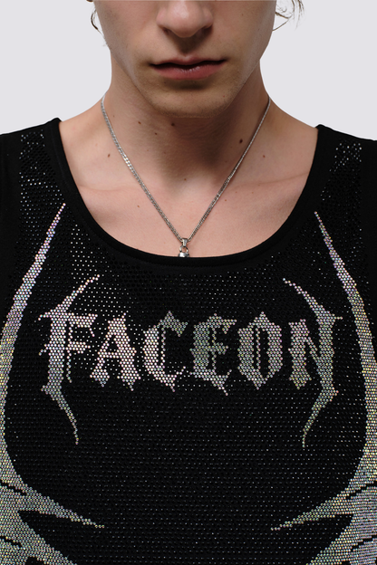 Stellar Glow Rhinestone Tank Top Black