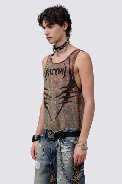 Stellar Glow Rhinestone Tank Top Brown