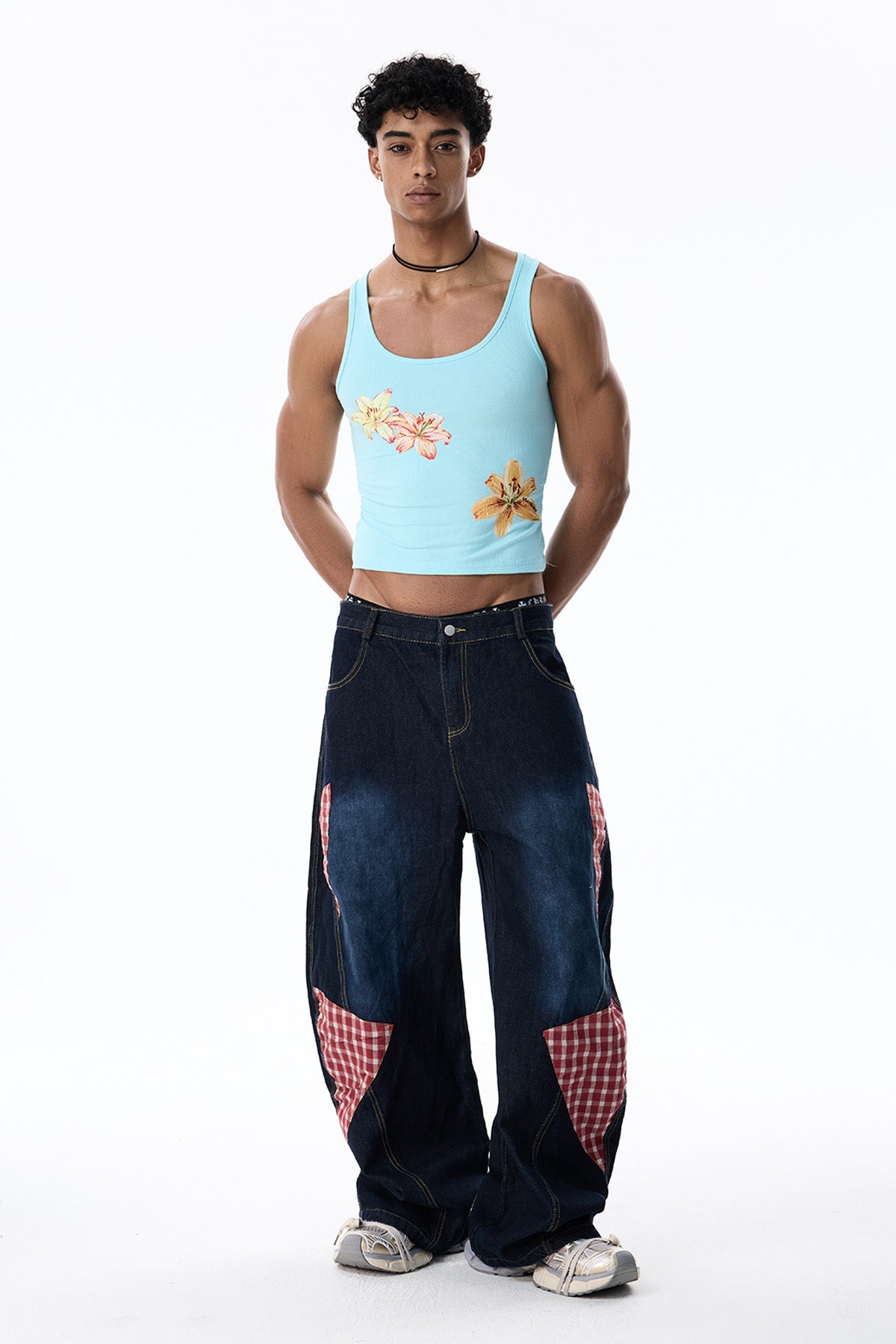 Still Mark Floral Print Crop Top Blue