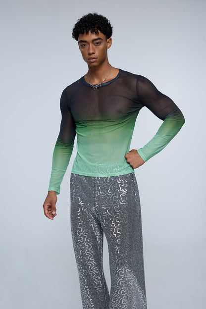 Still Pore Mesh Long Sleeve Top Green