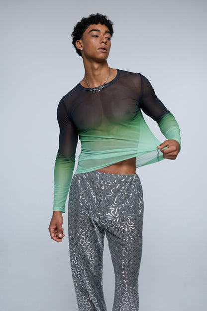 Still Pore Mesh Long Sleeve Top Green
