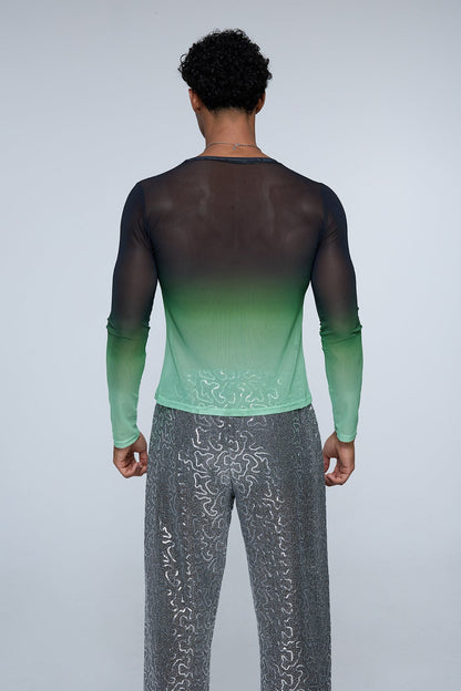 Still Pore Mesh Long Sleeve Top Green