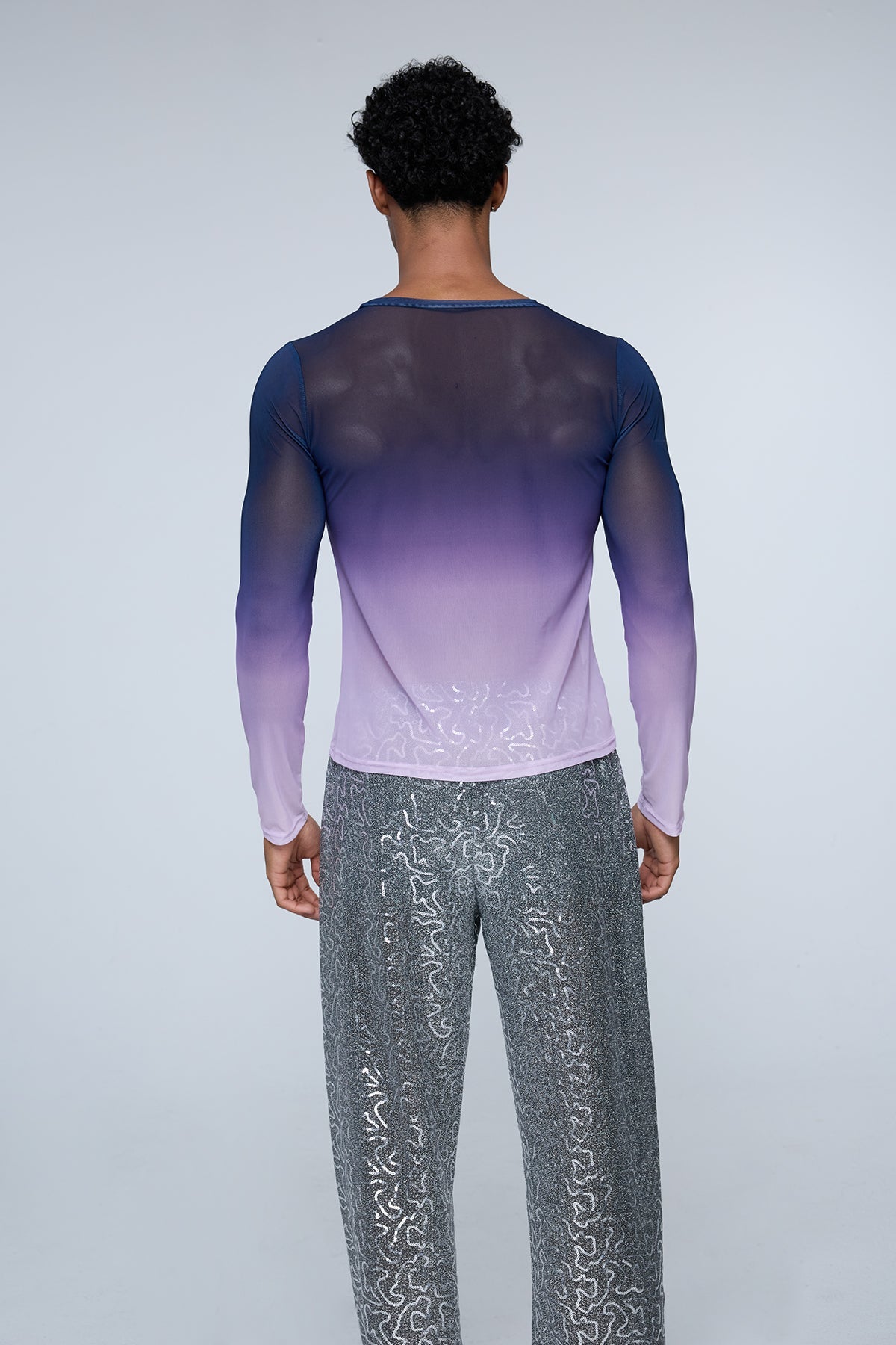 Still Pore Mesh Long Sleeve Top Purple