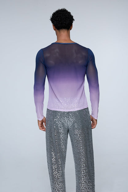 Still Pore Mesh Long Sleeve Top Purple