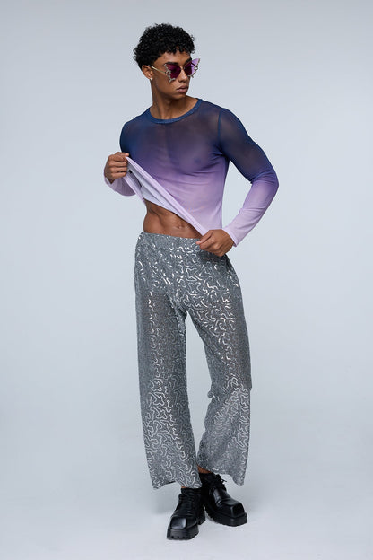 Still Pore Mesh Long Sleeve Top Purple