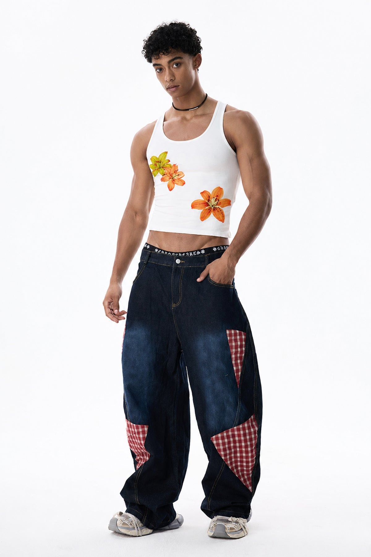 Still Mark Floral Print Crop Top White