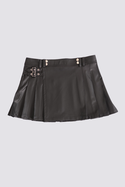 Storm Bloom Leather Pleated Skirt