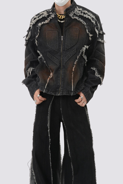 Street Tear Long Sleeve Denim Jacket