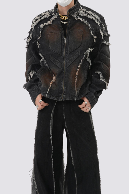Street Tear Long Sleeve Denim Jacket