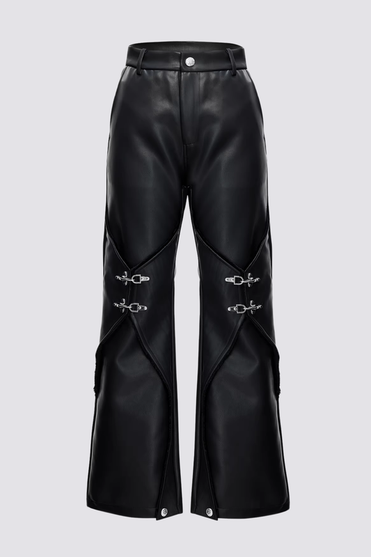 Structured Ease Leather Straight Pants