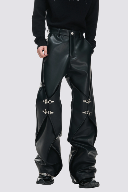 Structured Ease Leather Straight Pants