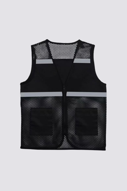 Subtle Distortion Cutout Vest Black