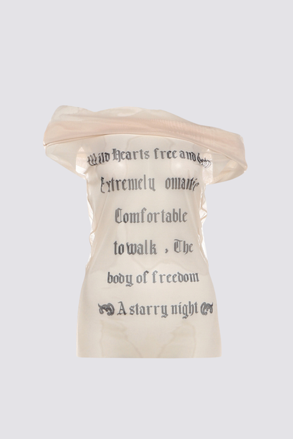 Synth Filter Off Shoulder Mesh Print Top