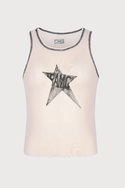 Thin Glow Cross Sleeveless Mesh Top