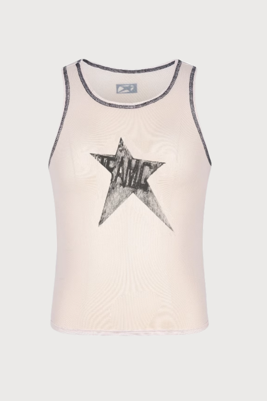 Thin Glow Cross Sleeveless Mesh Top