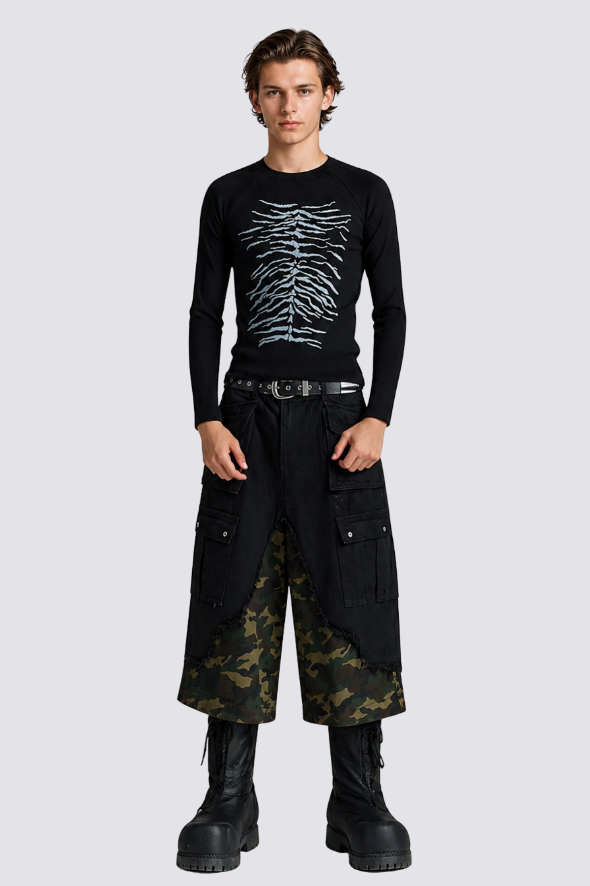 Thin Trace Long Sleeve Top Black