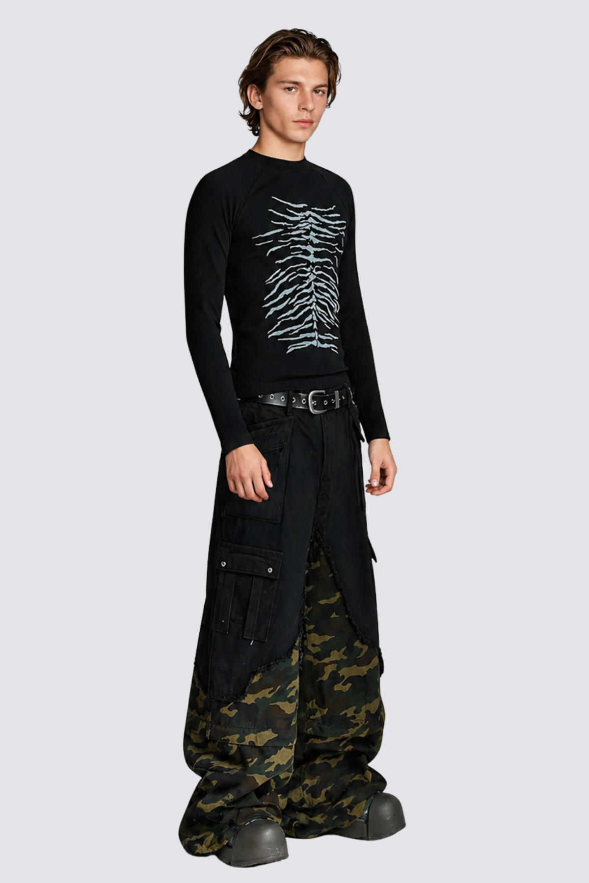 Thin Trace Long Sleeve Top Black