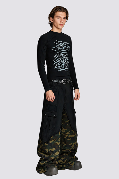 Thin Trace Long Sleeve Top Black