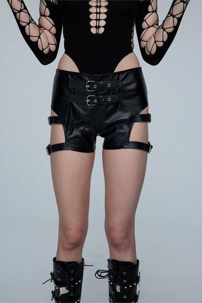 Tight Coil Leather Shorts