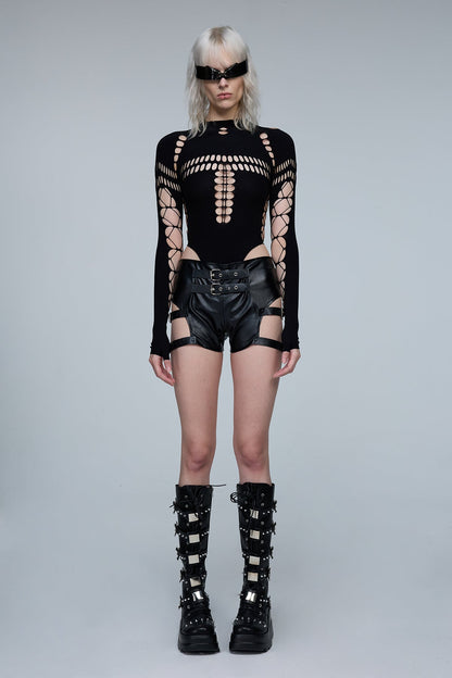 Tight Coil Leather Shorts