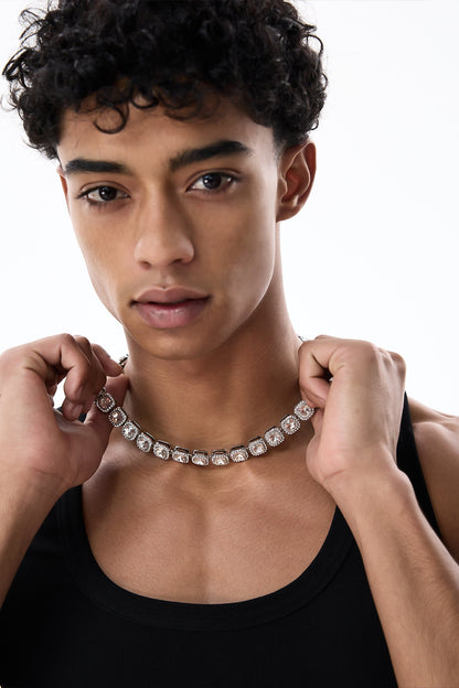 Titanium Veil Rhinestone Necklace