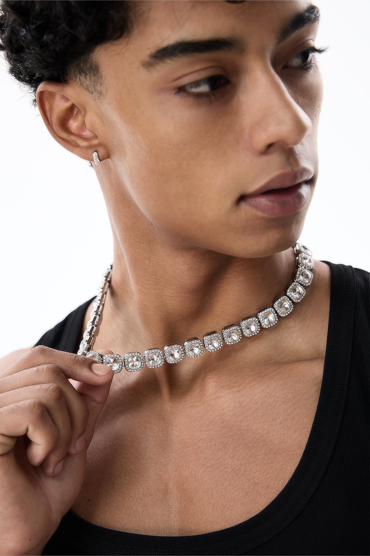 Titanium Veil Rhinestone Necklace