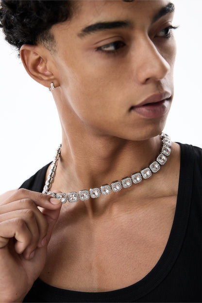 Titanium Veil Rhinestone Necklace