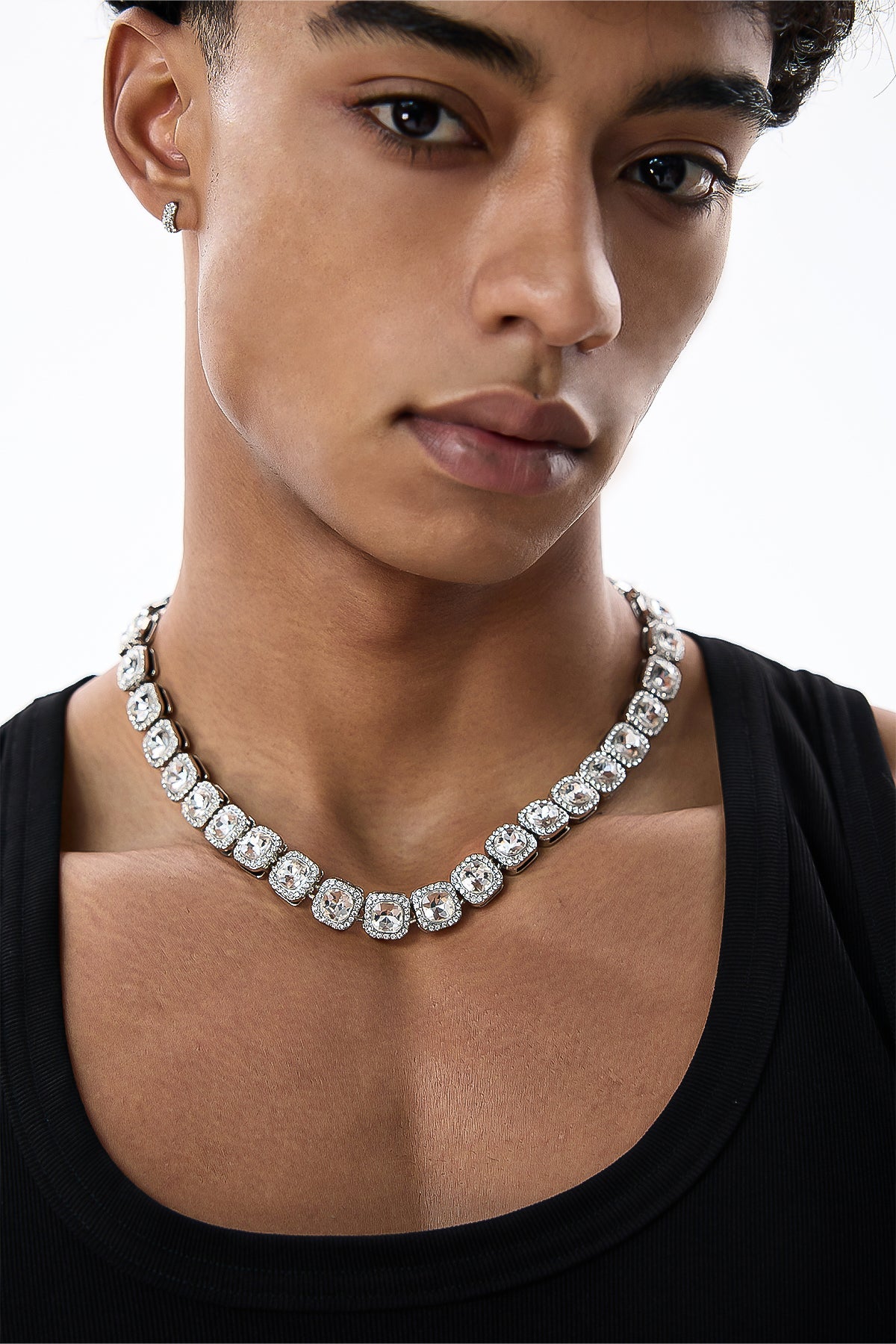 Titanium Veil Rhinestone Necklace