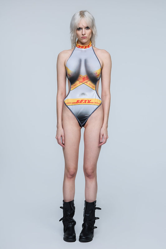 Total Anatomy Print Halter Neck Bodysuit