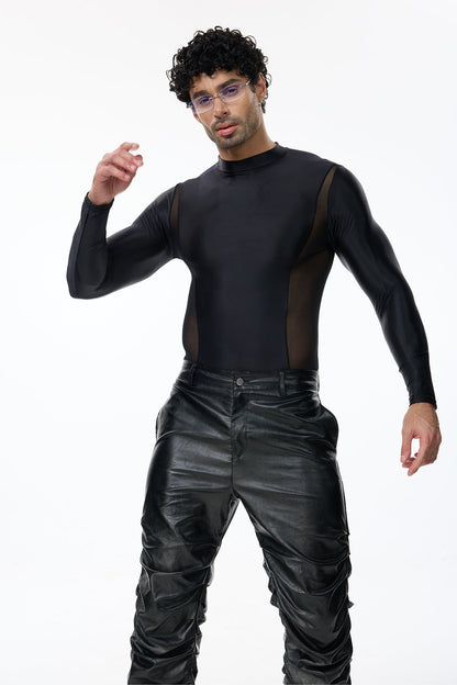Total Obscure Long Sleeve Mesh Top Black