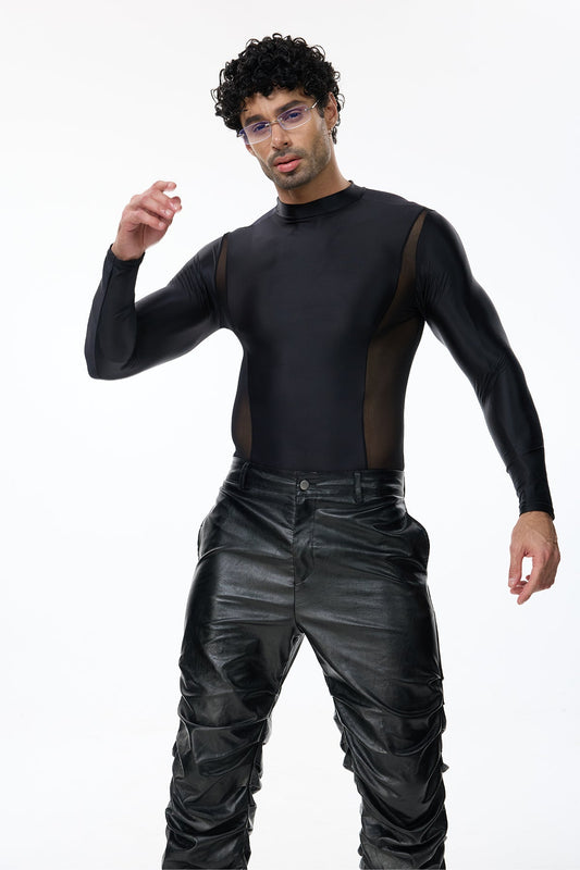 Total Obscure Long Sleeve Mesh Top Black