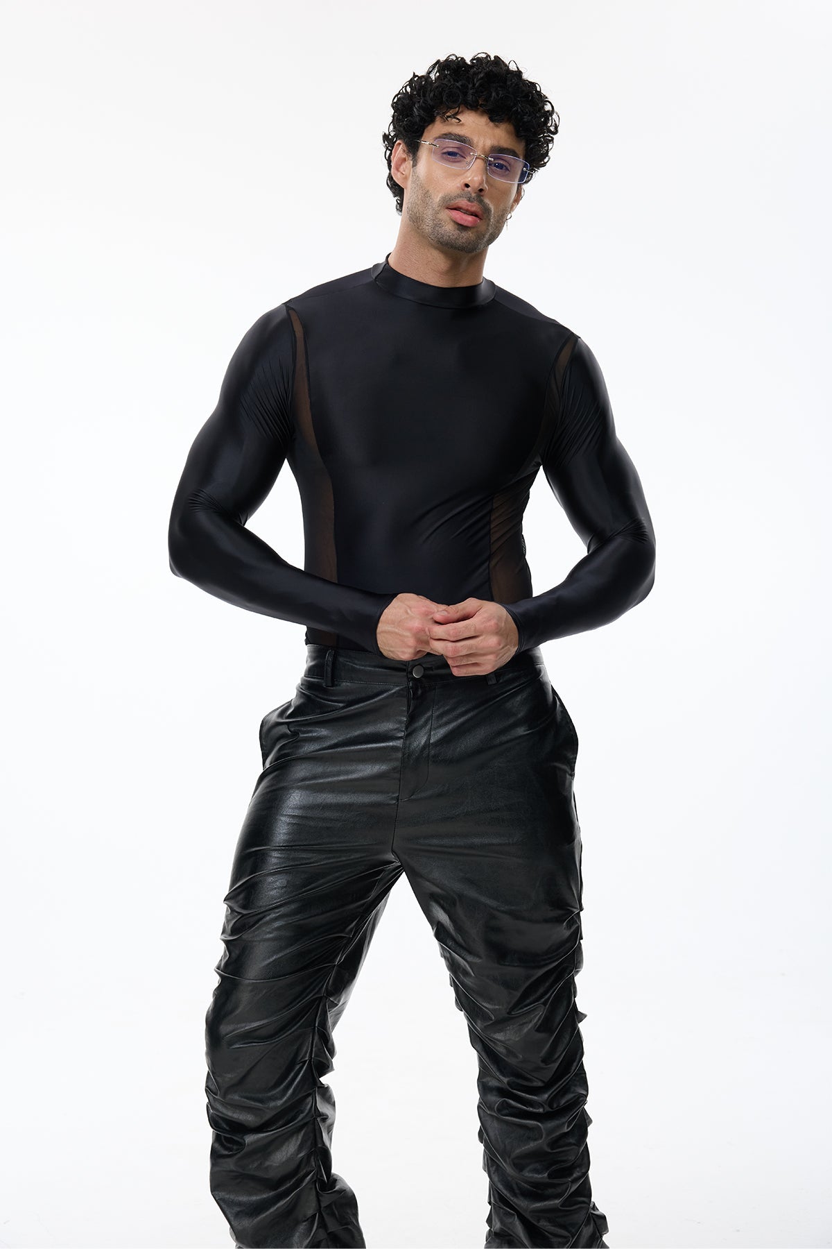 Total Obscure Long Sleeve Mesh Top Black