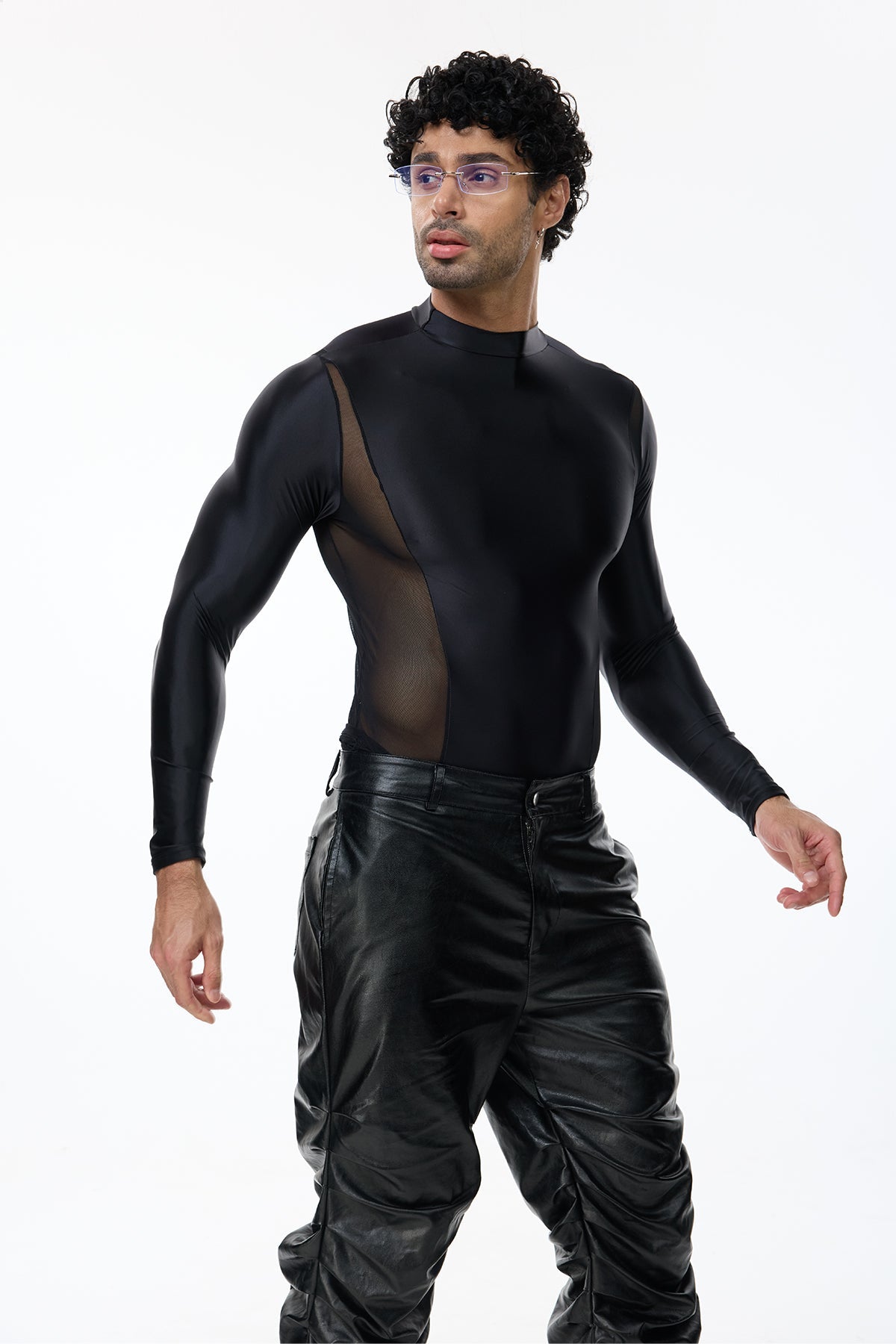 Total Obscure Long Sleeve Mesh Top Black