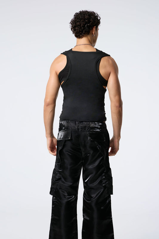 Tunnel Fade Sleeveless Top Set Black