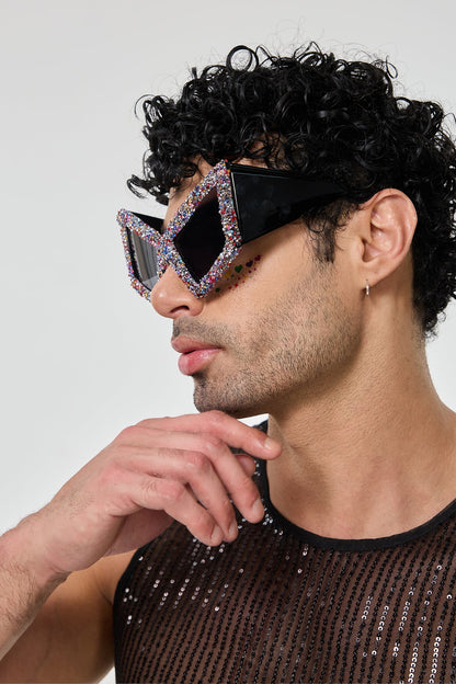 Twilight Lens Rhinestone Sunglasses Black