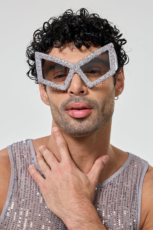 Twilight Lens Rhinestone Sunglasses Silver